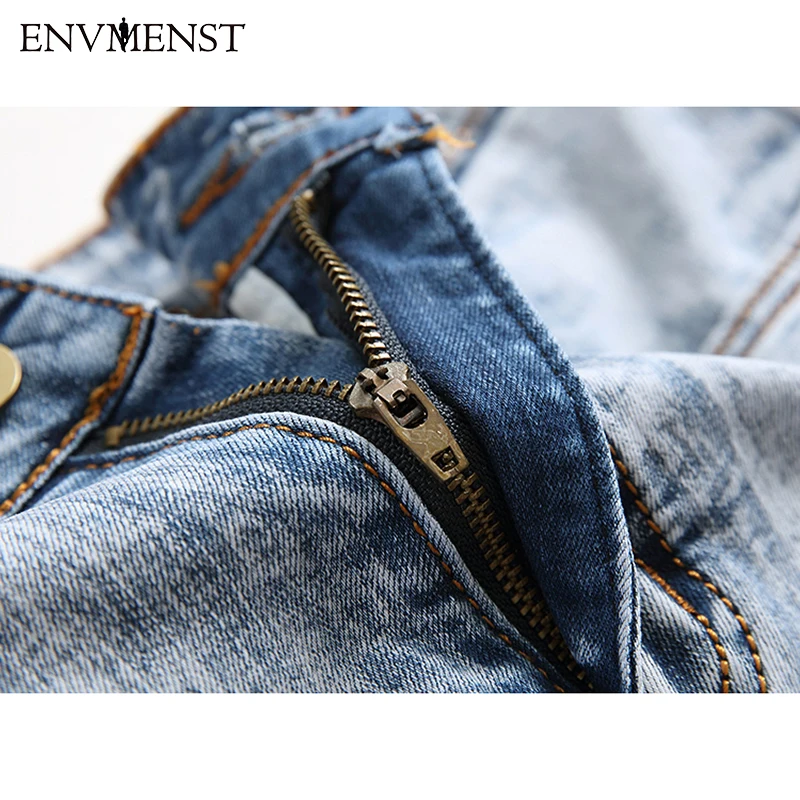 Envmenst мужские Плиссированные джинсы для байкеров брюки облегающие фирменный