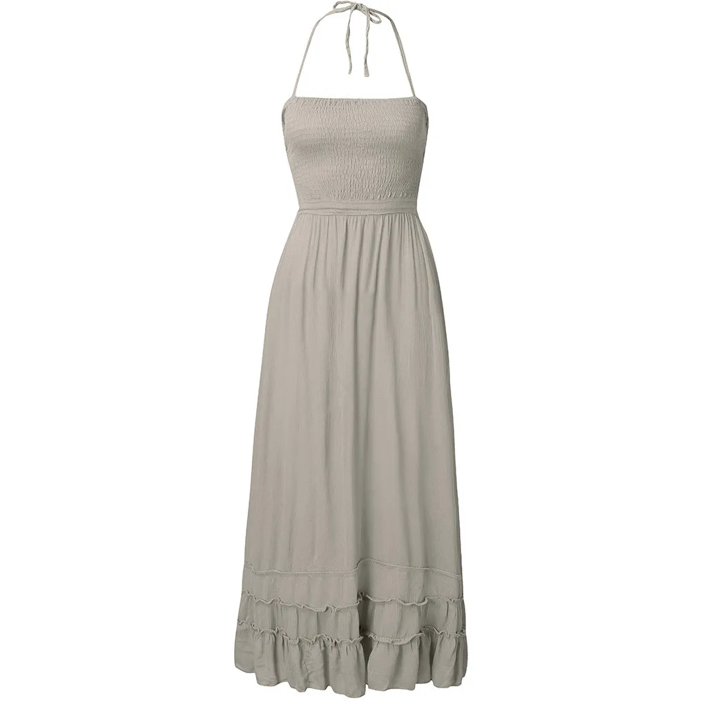 Платье женское длинное без рукавов с открытой спиной|Женские платья| |