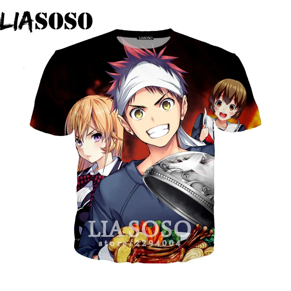LIASOSO съедобные дух футболка Shokugeki Нет Soma в мужской футболки 3D печати с коротким