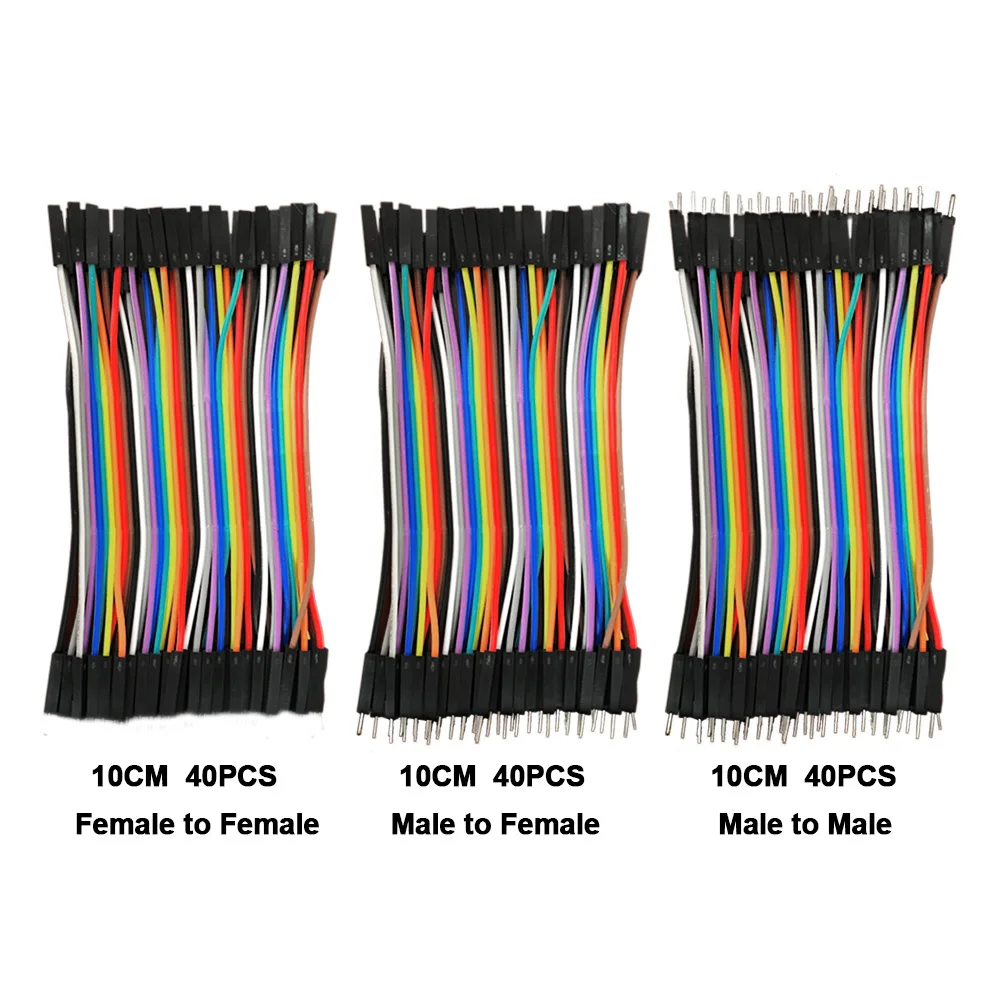 

Dupont line 120pcs 10cm 40Pin M-M + M-F +F-F jumper wire Dupont cable for Arduino DIY Project Breadboard