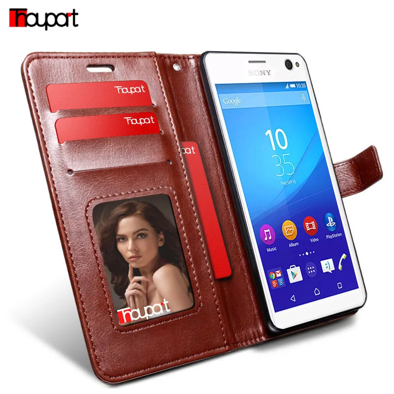 Thouport чехол для Sony Xperia C5 PU Кожаные чехлы Dual Cosmos ретро фоторамка флип-кошелек C 5 E5553