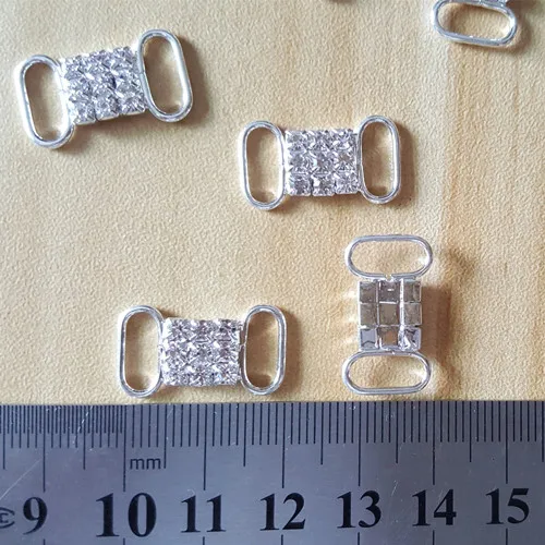 Silver CJSIR 10 шт. горный хрусталь кристалл Соединительные элементы для бикини застежки пряжки металлическая цепь для плавания одежда украшения для бикини - Цвет: Silver