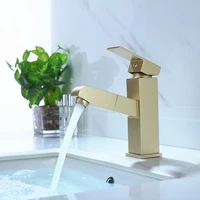 two size matte gold brass bathroom sink faucet pull out basin faucet cold and hot water mixer tap high quality assurance