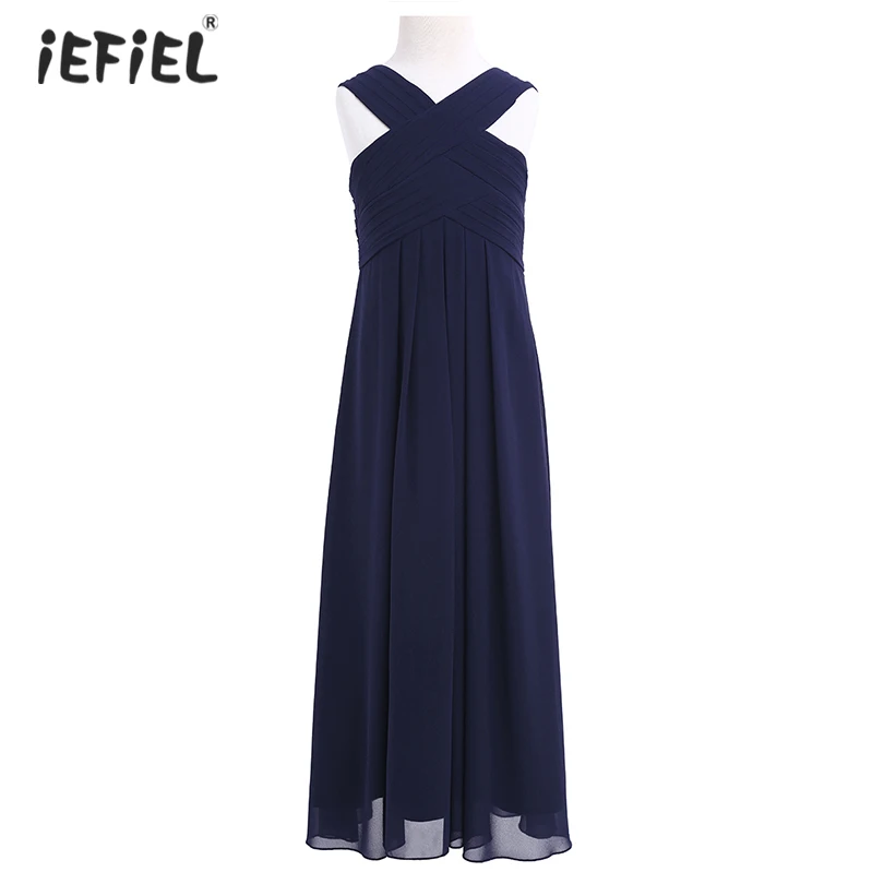 Шифоновое платье iEFiEL для девочек с перекрещивающимися цветами принцессы