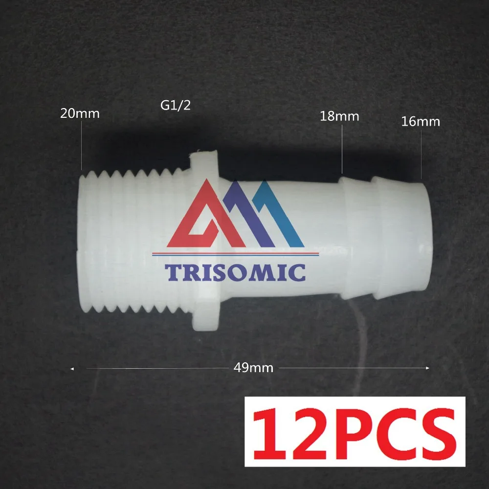 12 штук 16mm G1/2 Прямой соединитель пластиковая труба фитинг колючая с резьбой