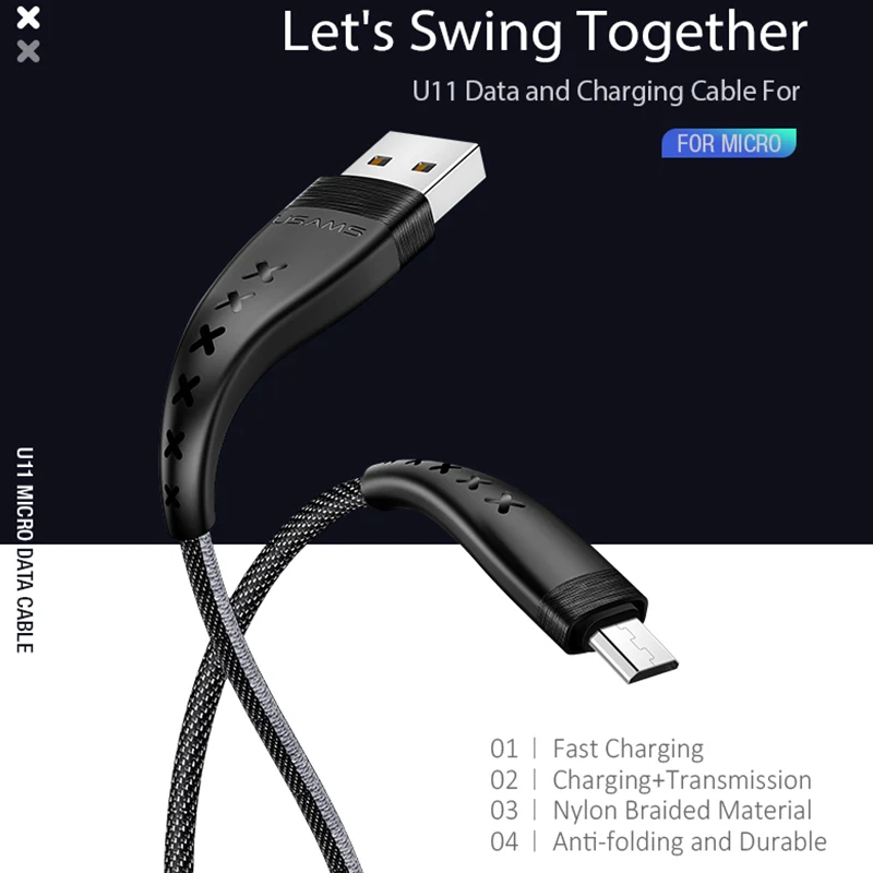Кабель Micro-USB USAMS мобильный телефонный кабель для быстрой зарядки передачи и