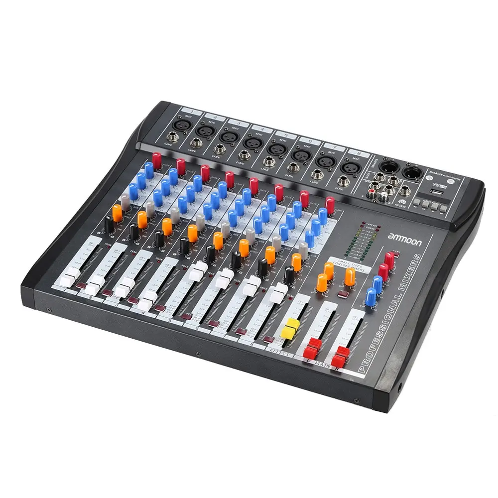 Ammoon CT80S USB 8 каналов цифровой микрофон линия аудио миксер консоль с 48В фантомная