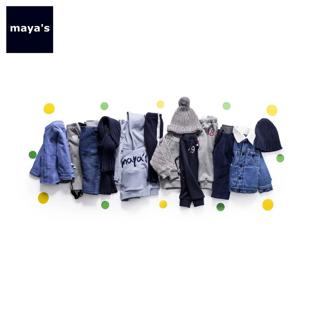 Mayas/зимние теплые синие утепленные детские рубашки хлопковые в полоску с