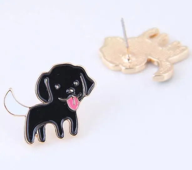 Золотые ювелирные изделия черно белые эмалевые серьги в виде животных для женщин