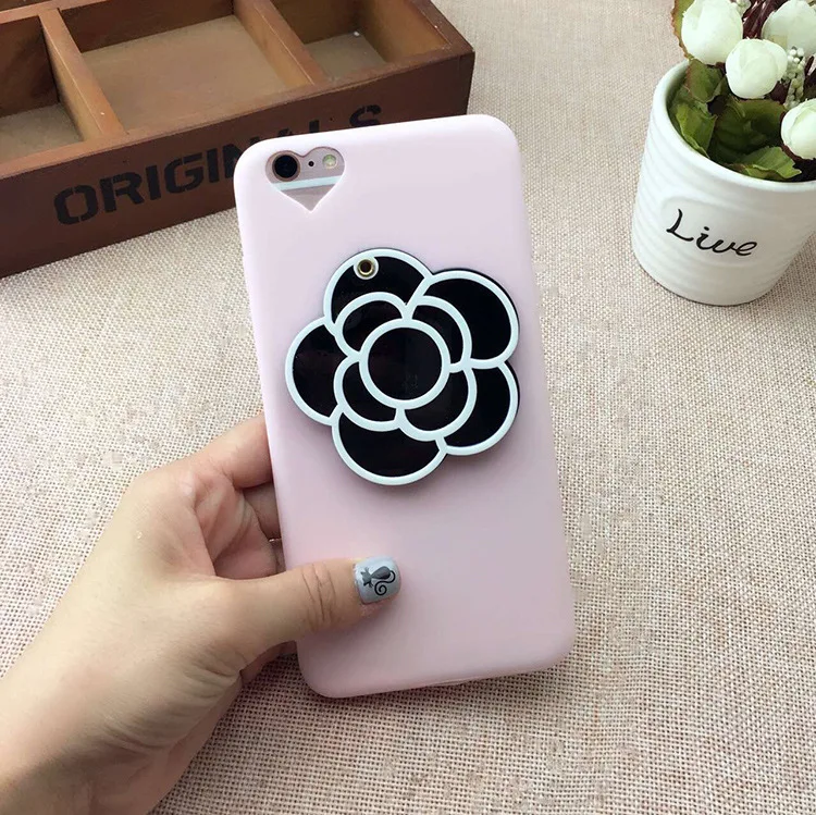 For iPhone 6 6s 7 Plus Case New Camellia make up mirror Love heart Soft silicone Phone Cover for 5 5s SE back | Мобильные телефоны