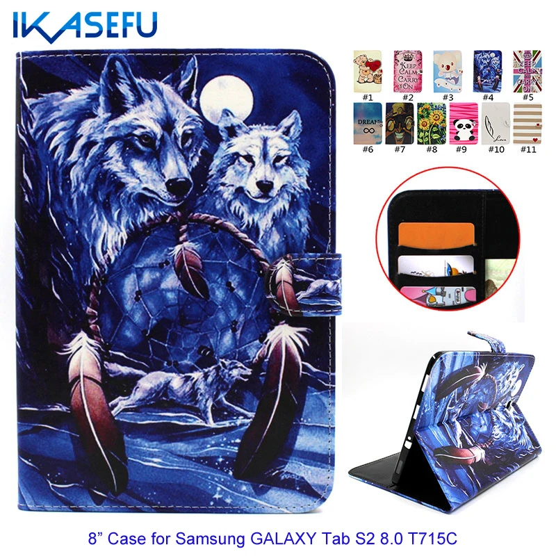IKASEFU Новый Бренд Мультфильм PU Кожаный Чехол для Samsung GALAXY Tab S2 8.0 T715C Магнитный