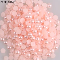 zotoone 2 6mm 1000 pcs light pink ceramic bead half round pearl flatback pearl stones and crystals jewelry nail art accessories