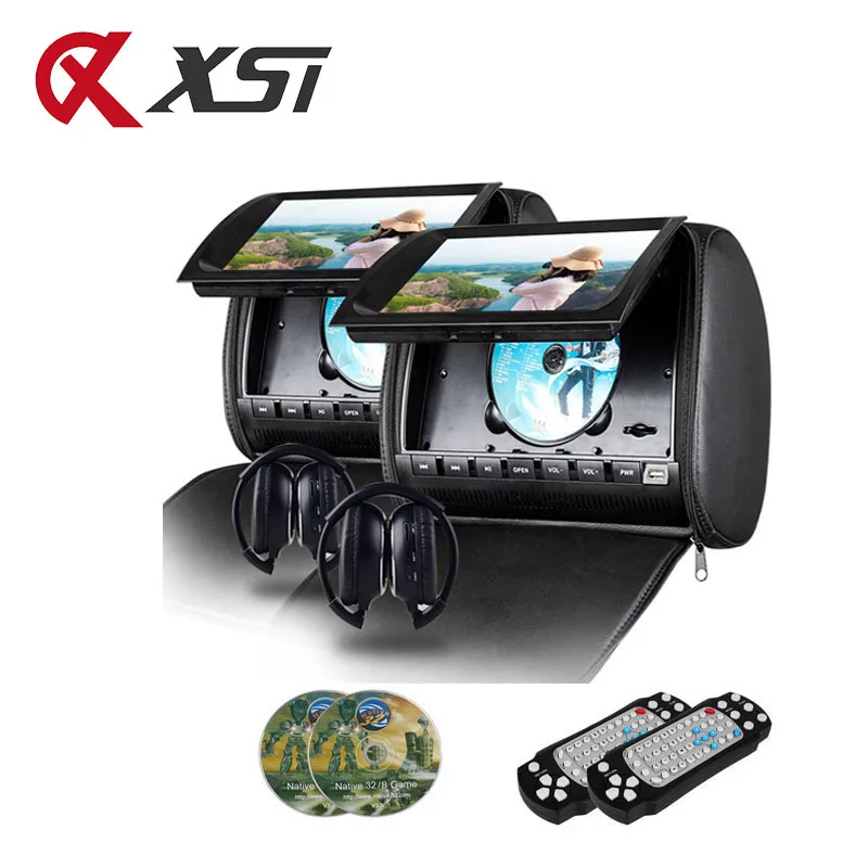XST 2 шт. 9 дюймовый автомобильный монитор на подголовник DVD видео MP5 плеер 800x480