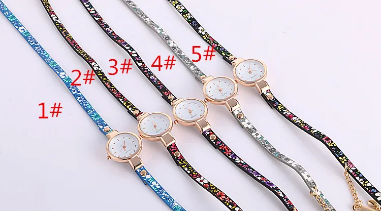 100 шт./лот Роскошные модные наручные часы в Корейском стиле с кожаным ремешком и