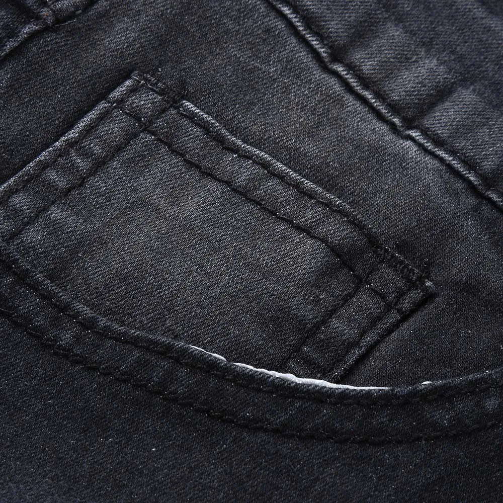 

Mens Skinny Stretch Denim Pants Pleated Ripped Freyed Slim Fit Jeans Trousers Fashion Slim jeans high quality dropshiping W621