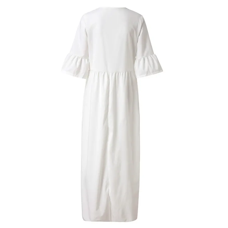 Женское богемное винтажное платье с принтом сексуальное длинное макси V образным