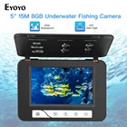 Эхолот-рыболокатор Eyoyo EF15R, 5 дюймов, 15 м, 1000TVL, 8 ГБ, DVR, 4 инфракрасных + 2 белых светодиода, подводная камера для подледной рыбалки