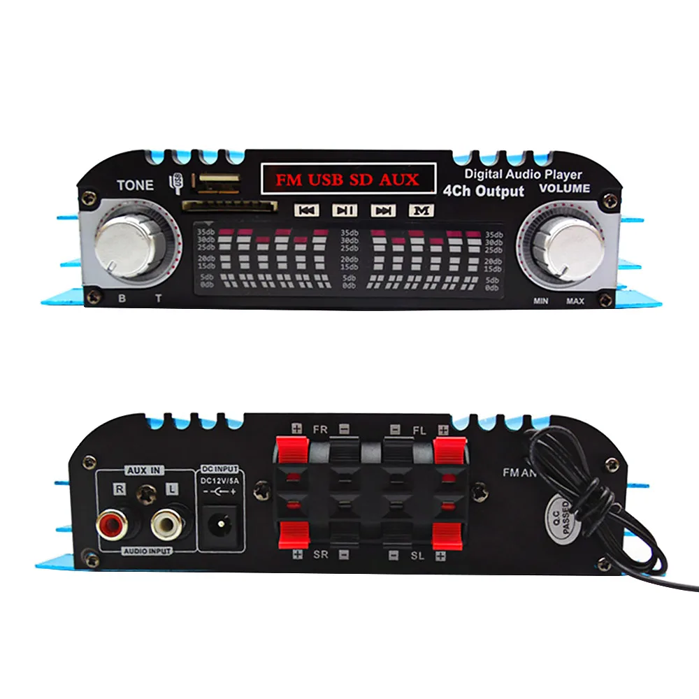 Aiyima12V 4 канальный Hi Fi автомобильный усилитель мощности FM радио стерео аудио