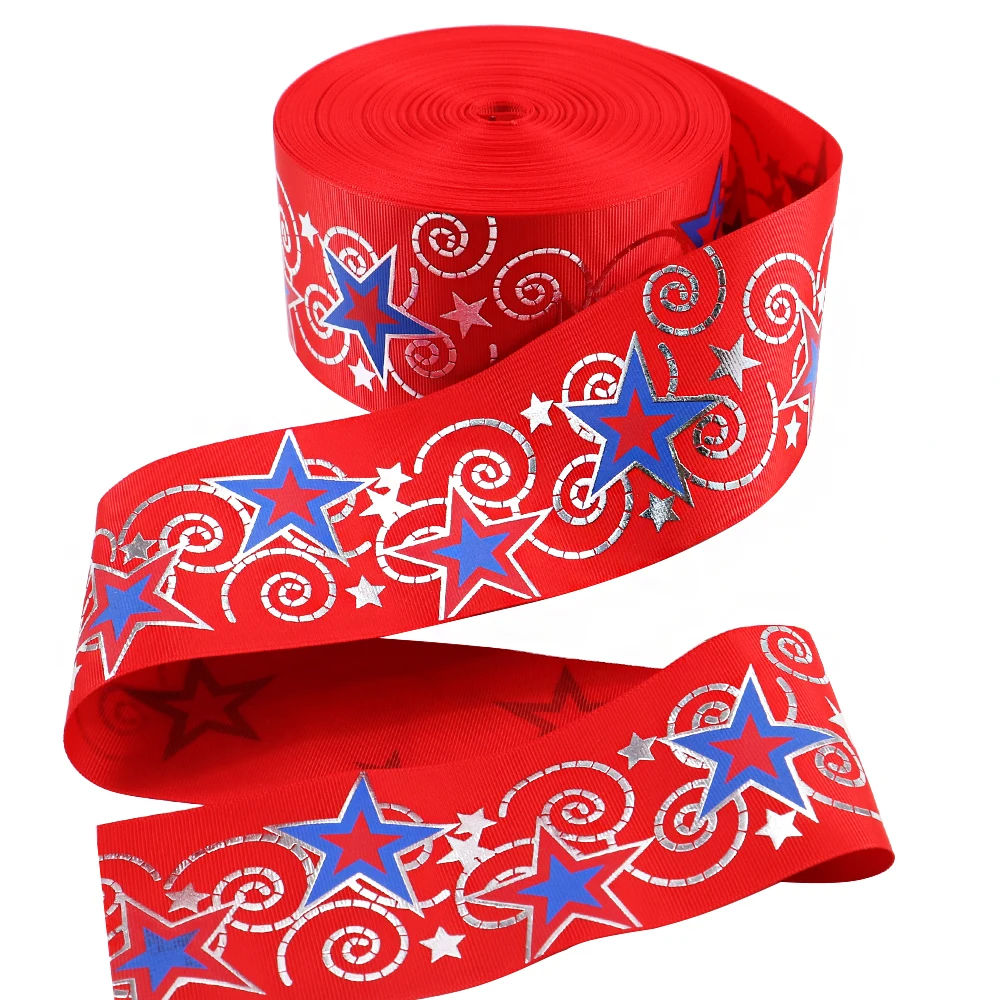 Дэвид Энджи 3'75mm звезда голографическая Лазерная лента Grosgrain 5 ярдов, материалы для ручных поделок, упаковка для свадебного подарка, 5Yc3552