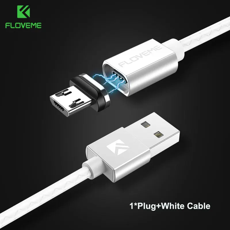 White FLOVEME Магнитный кабель Micro USB 3A Быстрая зарядка данных магнитная зарядка USB для Samsung S7 S6 Xiaomi LG Microusb Кабели для мобильных телефонов шнур для зарядки телефона кабель micro usb зарядка для телефона - Цвет: White