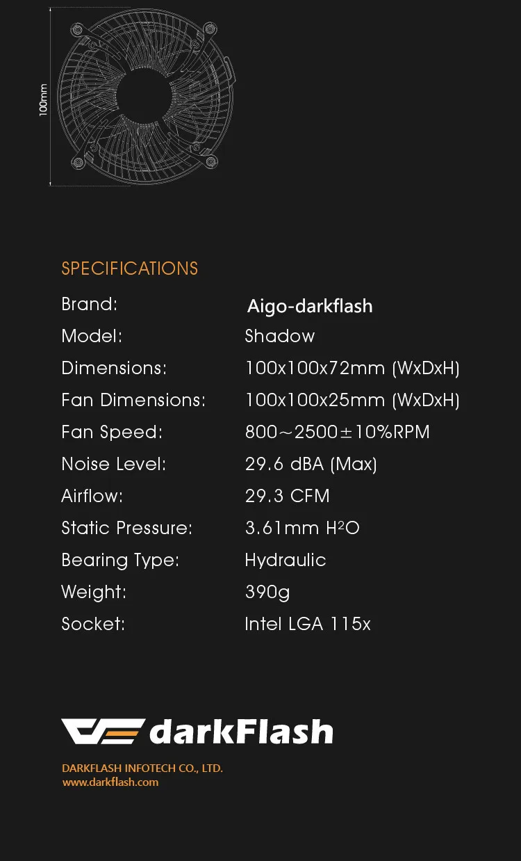 Darkflash shadow TOP-FLOW кулер для процессора 3P-5vAURA SYNC TDP 280W PWM 4pin двойное кольцо светодиодный RGB вентилятор Радиатор кулер для intel LGA 115x