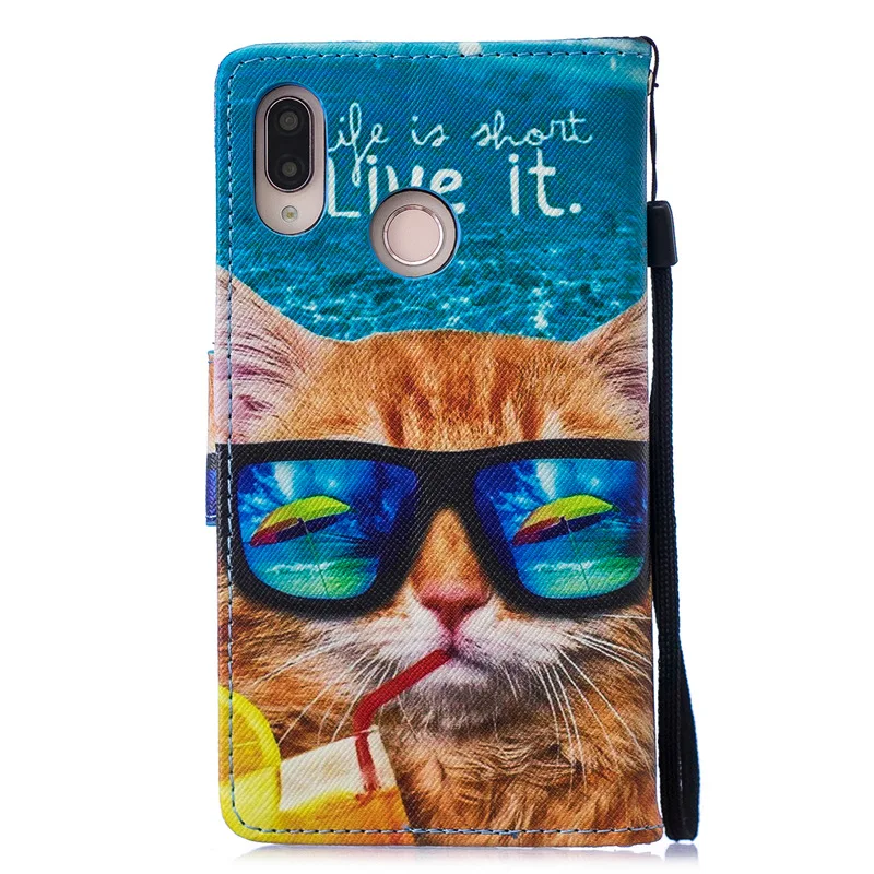 For Huawei P8 Lite 2017 CASE OWLS CAT FLOWERS Painted Wallet Case Card Slot Leather P 10 P20 Cover | Мобильные телефоны и