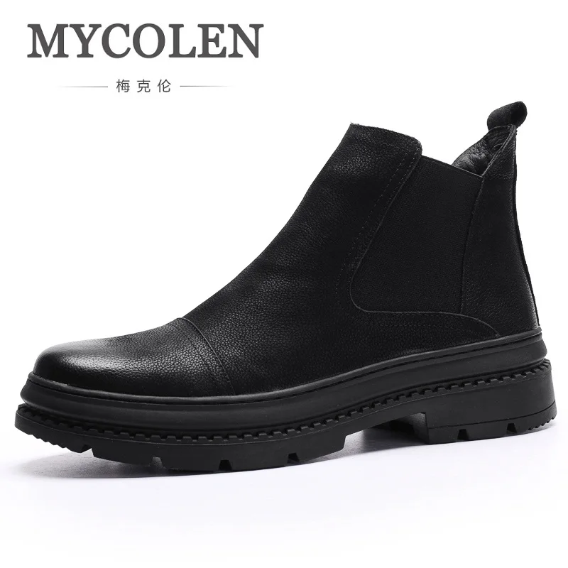 MYCOLEN/Новинка брендовые Модные мужские ботильоны из натуральной кожи удобные