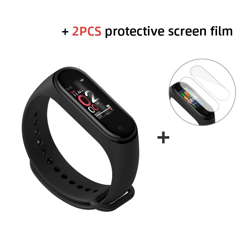 Глобальная версия Xiaomi Mi Band 4 умный Браслет пульсометр фитнес Bluetooth 5,0 135 мАч цветной экран часы - Цвет: Band 4 add 2 films