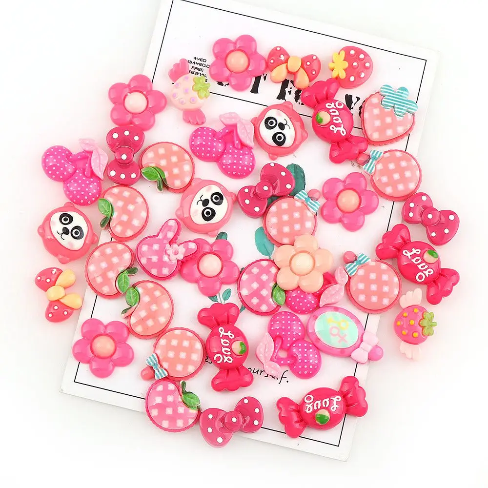 rose color 30 шт. розовый, голубой, желтый, фиолетовый, милый кавайный мультфильм, 30 шт. Кабошон из смолы с плоской задней стороной, ювелирные изделия, аксессуары для украшения волос - Цвет: rose color