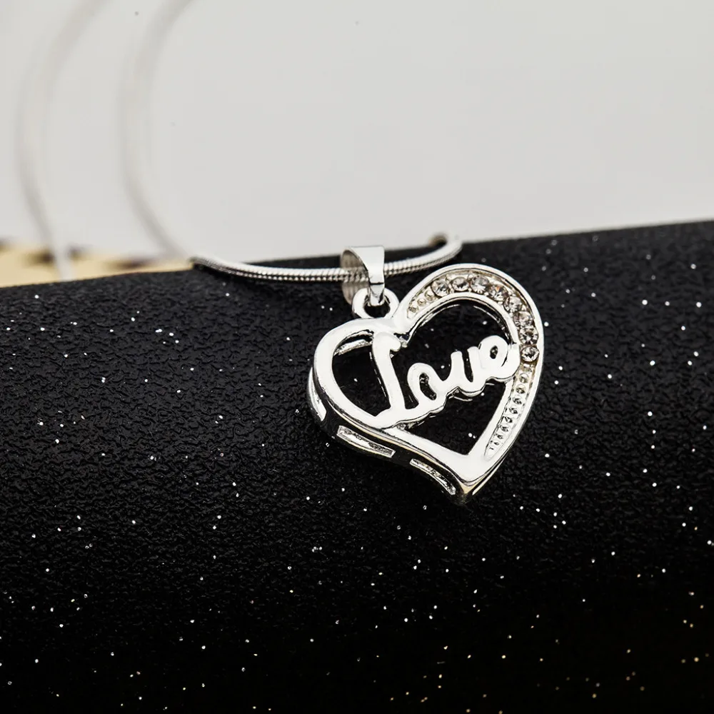 Ожерелье женское серебряное в форме сердца с кристаллами 10 шт./лот|charm choker|heart