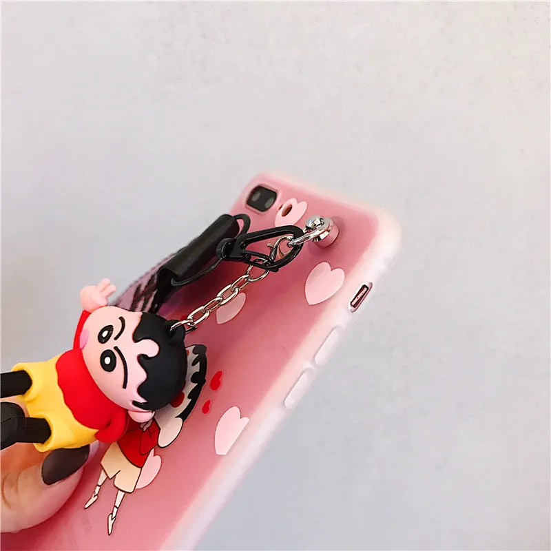 Милый Мягкий ТПУ силиконовый чехол Crayon Shin-chan с ремешком на руку кукольной