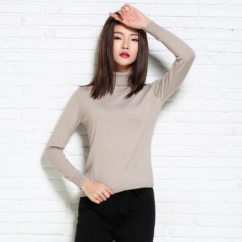 Sweater Jumpers Autumn Winter High Quality Turtleneck Women's Knitwear Cashmere Blending Thin Pulls Femme Tops Pullover | Женская