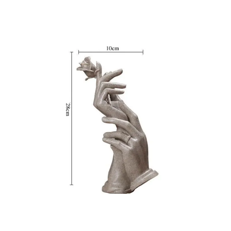 

Rose Statues Figurine Living Room Art Decor Furnishings Hand And Rose European Sculpture Vintage Resin Crafts Decorations
