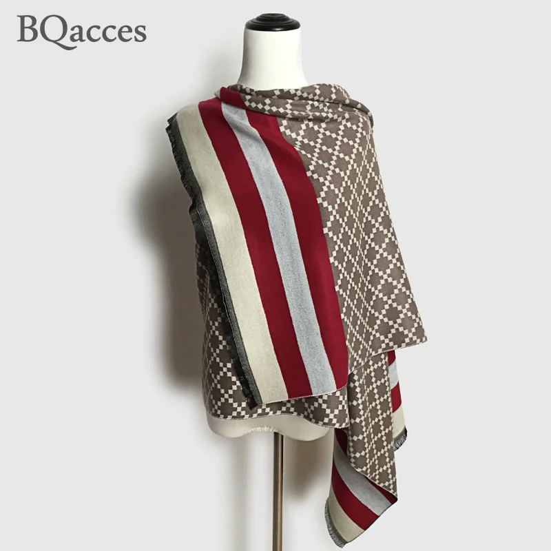 Новое поступление женские кашемировые шарфы с геометрической полосой из пашмины