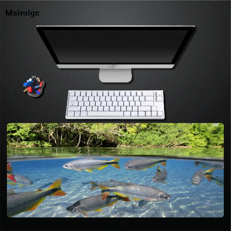 

Mairuige Clear Riverside Fish Mouse Pad Large Size Thickening Non-fading Rubber Mat, Table Mat, Game Accessories Durable Mat
