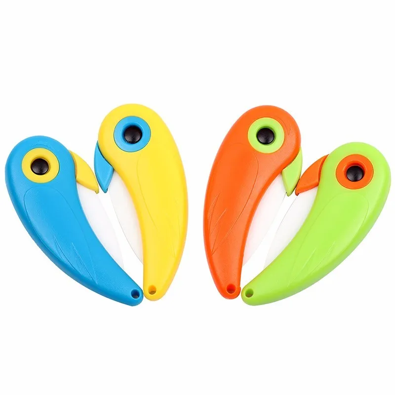 Qookiee Mini Bird Ceramic Knife Pocket Folding Fruit Paring With Colourful ABS Handle Knives Kitchen Accessories | Дом и сад