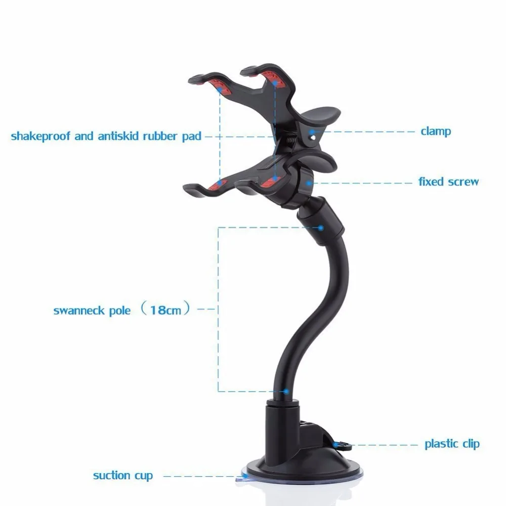 360 Вращающийся Гибкая длинная рука автомобильное крепление двойной зажим