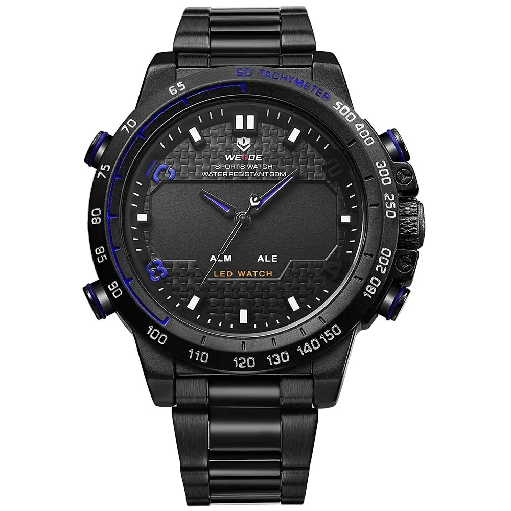 WEIDE, мужские часы,, роскошный бренд, известный бренд, спортивные часы для мужчин, цифровой кварцевый будильник, нейлоновый ремешок, relogio automatico masculin - Цвет: Синий