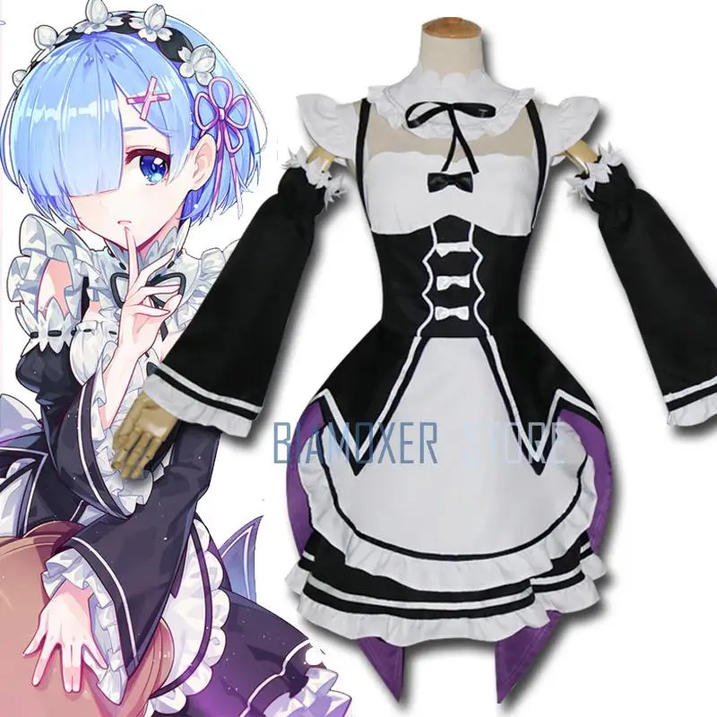 Костюм для косплея Biamoxer Re:zero Ram Rem парик костюм служанки на Хэллоуин Re Life In A в