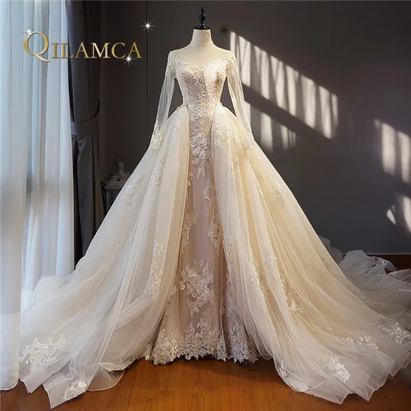 Robe de soiree 2018 Новое поступление свадебное платье цвета шампанского реальные