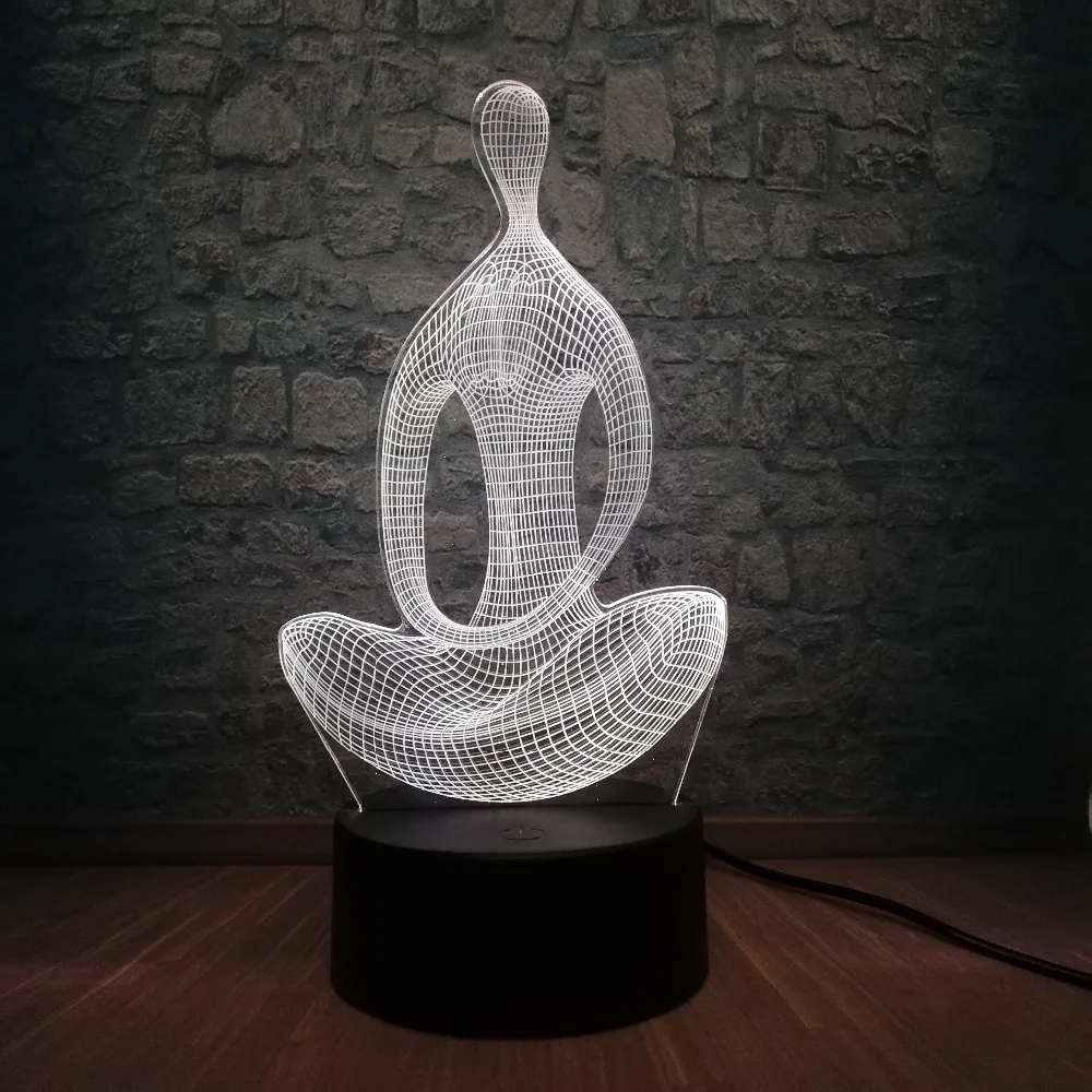 3D лампа для йоги медитация USB ночной Светильник многоцветный светодиодный