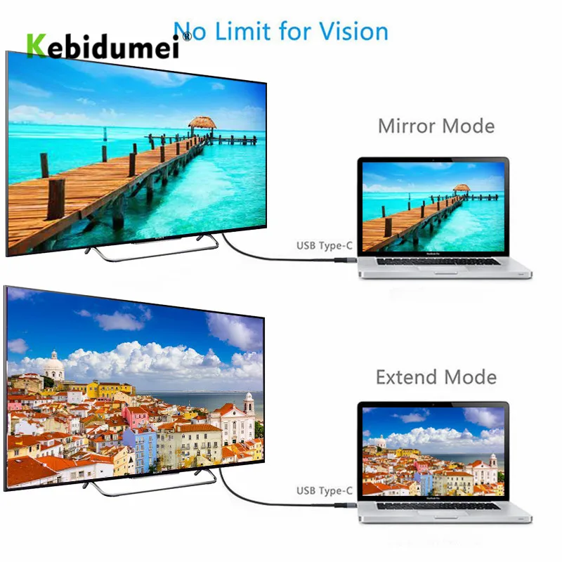 USB C адаптер Kebidumei 4K * 2K Type 3 1 Male кабель 2M 30Hz HD Удлинительный кабель/адаптер для Macbook