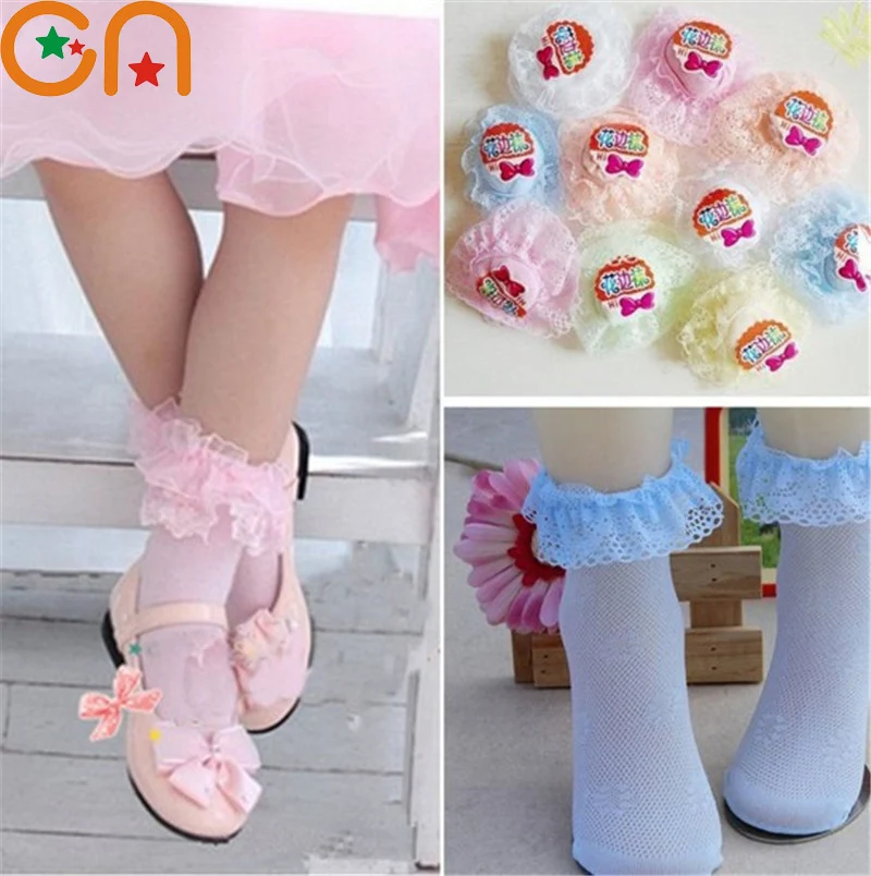 Носки для девочек 4 пары/Лот модные кружевные сетчатые носки 3-12 лет летние