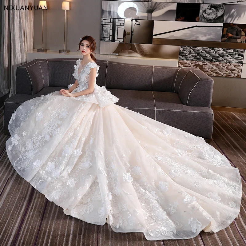 vestido de novia 2021 Romantic Inspired V Neck Lace Festival Wedding Dresses Gowns Low Back Bridal Dress abiti sposa | Свадьбы и