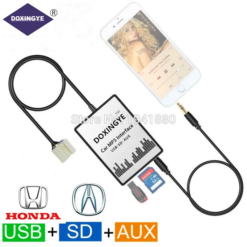 DOXINGYE USB SD AUX Автомобильный MP3 музыкальный радио цифровой cd-чейнджер адаптер для Honda Accord Civic CRV Acura CSX MDX RDX 6+ 8PIN интерфейс