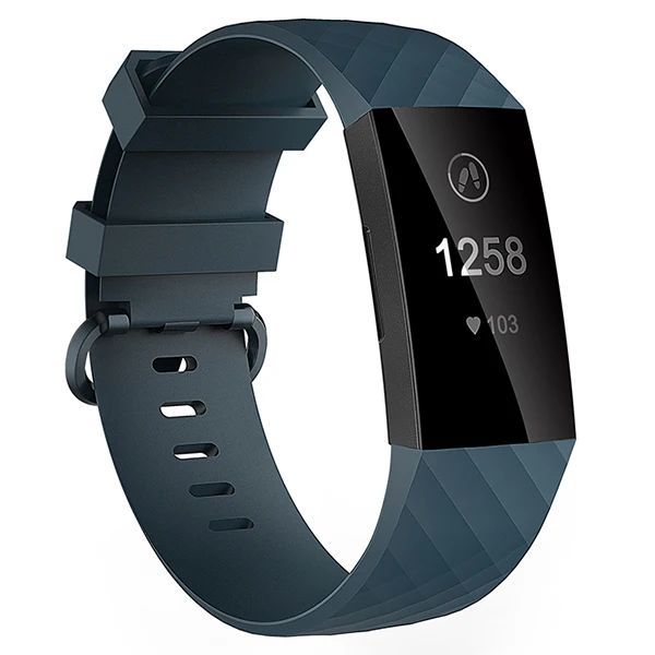 Dark blue grey Honecumi спортивные полосы для Fitbit Charge 3 Band ТПУ Смарт часы ремешок маленький большой аксессуары браслет для Fitbit Charge 3 - Цвет: Dark blue grey
