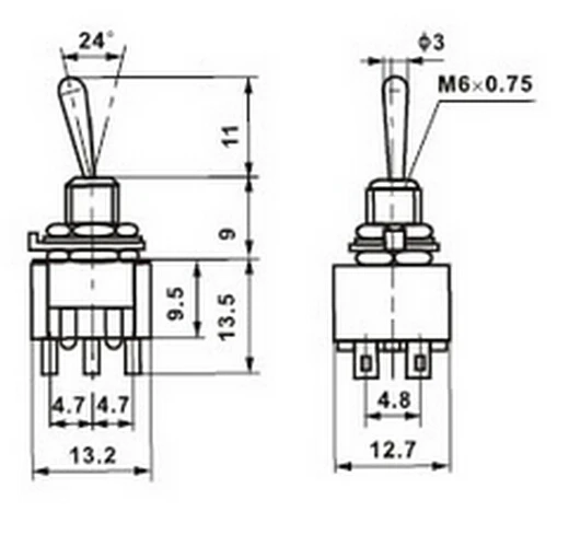 2 шт. G104 Mini MTS-203 6-контактный ON-OFF-ON 6A 250V переключатели высокого качества продажа при
