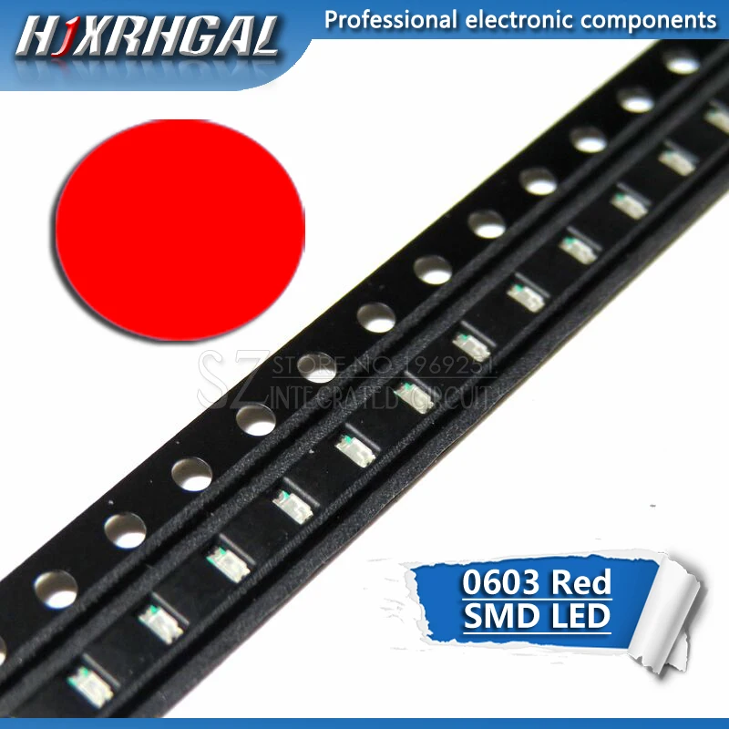 100 шт. 0603 SMD светодиодный светильник желтый красный зеленый синий белый и hjxrhgal - Цвет: Красный