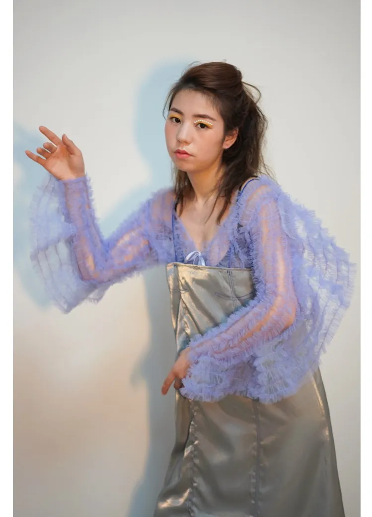 WHITNEY WANG 2019 весенне летняя модная уличная дизайнерская стильная сетчатая блузка с