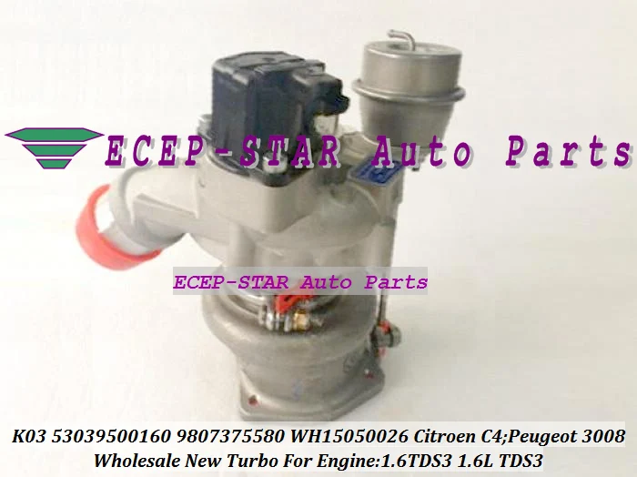 Турбокомпрессор K03 160 53039500160 5303-950-0160 9807375580 WH15050026 для Peugeot 3008 Citroen C4 1.6L TDS3 1.6TDS3 |